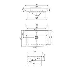 Turkuaz Cerastyle Porto Etajer Uyumlu Lavabo 55*38 Cm