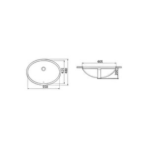 Turkuaz Cerastyle Tezgah Altı Hilton Yapıştırma Lavabo 55*43 Cm
