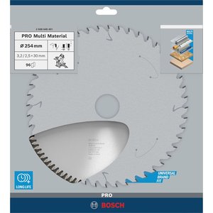 Multimaterial Daire Testere Bıçağı 254 X 30 Mm 96 Diş Çoklu Malzeme İçin Kesim 2608640451