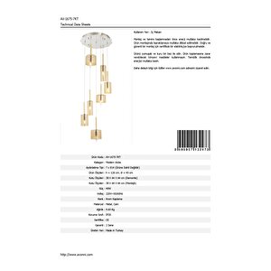 Mix Modern Avize E14 42w 45cm Metal Krom Avonni-av-1675-7kt