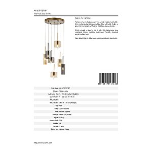 Mix Modern Avize E14 42w 45cm Metal Eskitme Avonni-av-1675-7et-bf