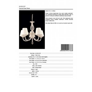 Erciyes Klasik Avize E14 30w 55cm Metal Ferforje Dorbien-av-65112-5f