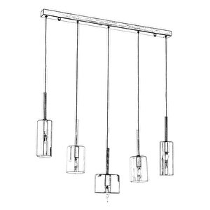 Mix Modern Avize E14 30w 70x15cm Metal Eskitme Avonni-av-1675-5ey-bf