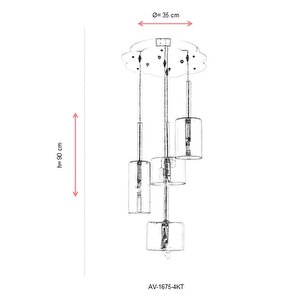 Mix Modern Avize E14 24w 35cm Metal Krom Avonni-av-1675-4kt