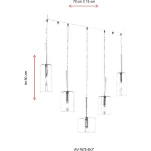 Mix Modern Avize E14 30w 70x15cm Metal Krom Avonni-av-1675-5ky