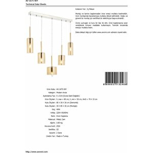 Mix Modern Avize E14 30w 70x15cm Metal Krom Avonni-av-1675-5ky