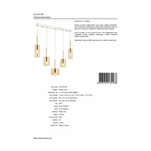 Mix Modern Avize E14 30w 70x15cm Metal Krom Avonni-av-1675-5ky