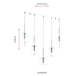 Mix Modern Avize E14 30w 70x15cm Metal Krom Avonni-av-1675-5ky