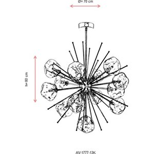 Snow Modern Avize G9 65w 70cm Metal Krom Avonni-av-1777-13k