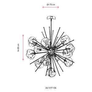 Snow Modern Avize G9 65w 70cm Metal Krom Avonni-av-1777-13k