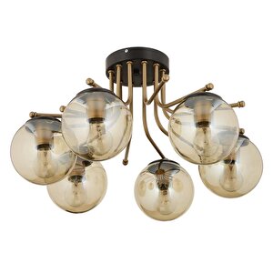 Edin 6lı Siyah Eskitme Bal Camlı Modern Genç Odası Yatak Odası Salon Avize