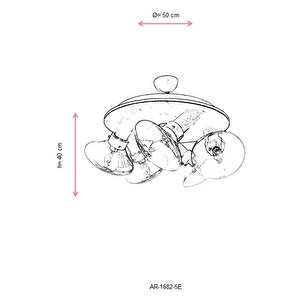 Mushroom Modern Avize E14 30w 50cm Metal Eskitme Avonni-ar-1682-5e