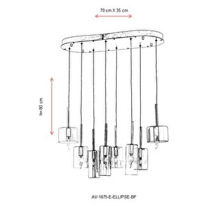 Mix Modern Avize E14 48w 70x35cm Metal Eskitme Avonni-av-1675-e-ellipse-bf