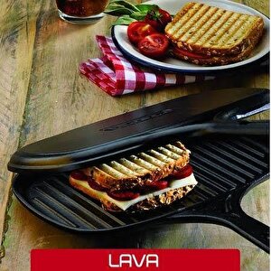Lava Demir Döküm 18x26 Cm Çift Taraflı Izgara Tost Tavası