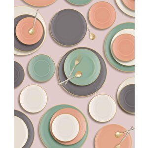 Basic Oval Servis Somon Pembe 4lü Set 17 Cm