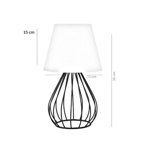 North Home Siyah Metal Kafes Gövdeli Konik Kumaş Başlıklı Abajur Krem