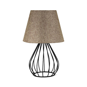 North Home Siyah Metal Kafes Gövdeli Konik Kumaş Başlıklı Abajur Kumbeji