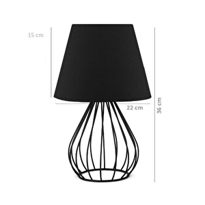 North Home Siyah Metal Kafes Gövdeli Konik Kumaş Başlıklı Abajur Siyah
