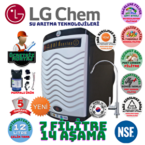 Lg Chem PLUS Pompalı Ücretsiz Montaj Siyah-beyaz Renk 12 Litre 7 Filitre 14 Aşama  Su Arıtma Cihazı