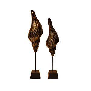 Deniz Kabuğu Polyester Biblo, Siyah, 45x10 Siyah