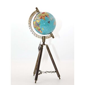 Pi̇ri̇nç Yerküre Ahşap Tri̇podlu, Mavi̇, 33x22 Mavi