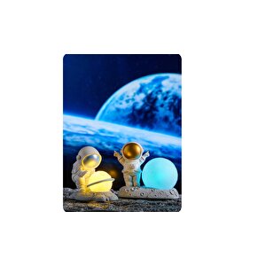 Astronot Renk Değiştiren Gece  Lambası, Altın, 14x12 Altın