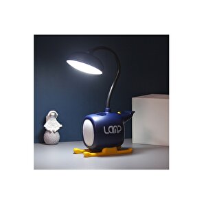 Uçak Masa Lambası Ve Kalemlik, Mavi, 32x12 Mavi