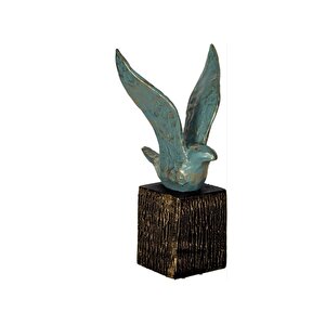 Soyut Kuş Küçük Polyester Biblo, Mavi, 26x15 Mavi