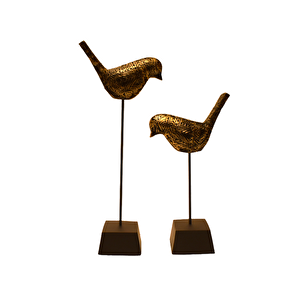 Soyut Kuş Polyester Biblo, Siyah, 33x14