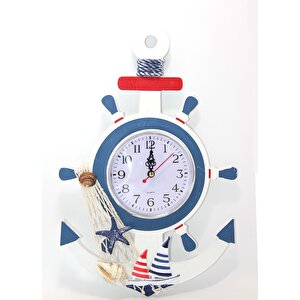 Ahşap Çapalı Dümen Duvar Saati, 32x22