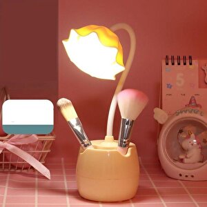 Çiçek Led Masa Lambası, Usb Li, Sarı, 30x11 Sarı