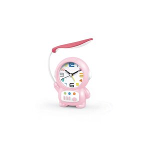 Astronot Masa Lambası Ve Saat, Pembe, 33x11 Pembe