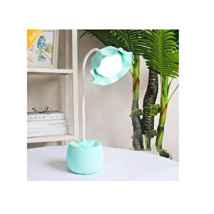 Çiçek Led Masa Lambası, Usb Li, Mavi, 30x11 Mavi