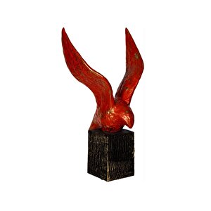 Soyut Kuş Büyük Polyester Biblo, Kırmızı, 34x19 Kırmızı