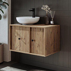 Roomart Gusto Ayaksız Oval Lavabolu Mdf 75 Cm Çekmeceli Banyo Dolabı