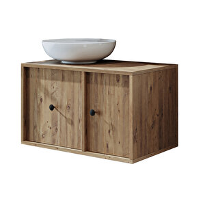 Roomart Gusto Ayaksız Oval Lavabolu Mdf 75 Cm Çekmeceli Banyo Dolabı