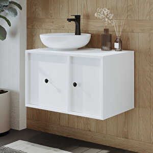 Roomart Gusto Ayaksız Oval Lavabolu Mdf 75 Cm Çekmeceli Banyo Dolabı