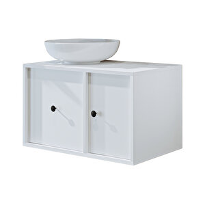 Roomart Gusto Ayaksız Oval Lavabolu Mdf 75 Cm Çekmeceli Banyo Dolabı