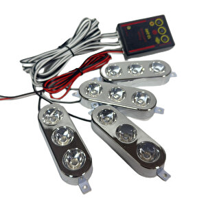 Çakar Lamba 3x4 Led Kırmızı-mavi 12-24v / Lapa535-2