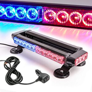 Uyarıcı İkaz Lambası Çift Taraflı 30 Led Mavi-kırmızı Renk 38*16,5*7,5 Cm 12-24v