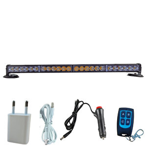 4'lü Tepe Çakar Lamba Mıknatıslı Vantuzlu 21 Fonksiyonlu 24 Ledli Kırmızı Mavi-beyaz Beyaz 60cm Usb-fiş Şarjlı Kumandalı Adet / La