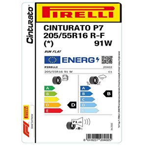 Pirelli 205/55 R16 91w Cinturato P7 Rft (*) Oto Yaz Lastiği (üretim: 2024)