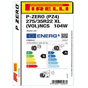 Pirelli 275/35 R22 104w Xl P-zero (pz4) Vol Pncs Oto Yaz Lastiği (üretim: 2024)
