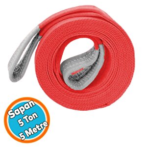 Sapan Polyester Spanzet 5 Ton 5 Metre Kırmızı Sağlam Yük Kaldırma Taşıma İndirme Halat