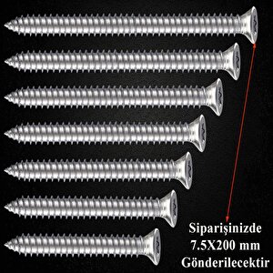 Buldex Vida 7.5x200 Mm 50 Adet Sivri Uçlu Dübelsiz Beton Vidası Tork Duvar Vidası Buldeks