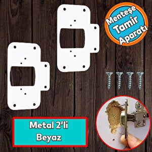 Dolap Kapak Taş Tas Menteşe Tamir Sacı 2 Adet Pratik Onarım Kiti Yuva Tablası 6,5x9 Beyaz Renk