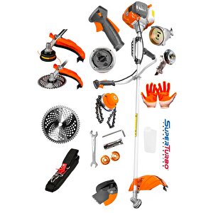 Germany Superturbo  20hpx Yan Tipi Benzinli Motorlu Ot Çalı Tırpanı + Canavar Başlık Misina Kafası