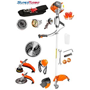 Germany Superturbo  20hpx Yan Tipi Benzinli Motorlu Ot Çalı Tırpanı + Canavar Başlık Misina Kafası