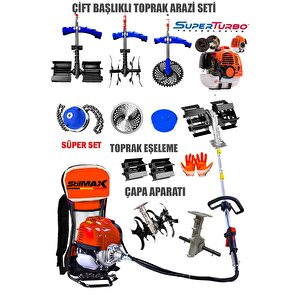Superturbo Arazi Seti 20hpx Sırt Tipi Tırpan Ot Biçme + 2'li̇ Toprak Eşeleme + Akrobat Çapa Aparatı