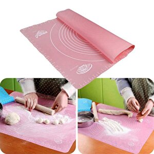 Kaymaz Slikon Pişime Matı Hamur Açma Matı 40-50 Cm Ölçülü Pasta Pizza Hamur Pedi